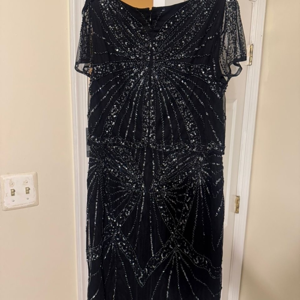 Adrianna Papell Black Sequin Midi Dress